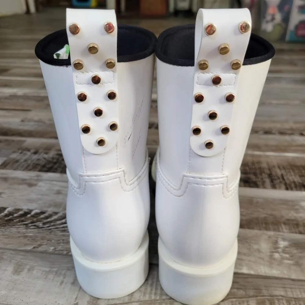 (RED) Valentino Wellington White Rain Boots Size 37